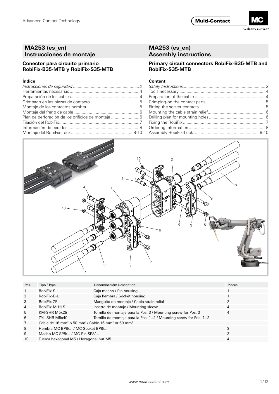 Multi-Contact MA253 User Manual | 12 pages