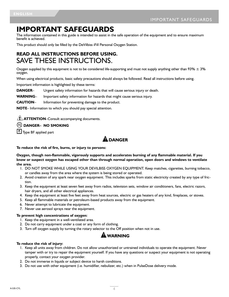 Important safeguards, Save these instructions, Read all instructions before using | DeVilbiss IFILL PD1000A User Manual | Page 4 / 28