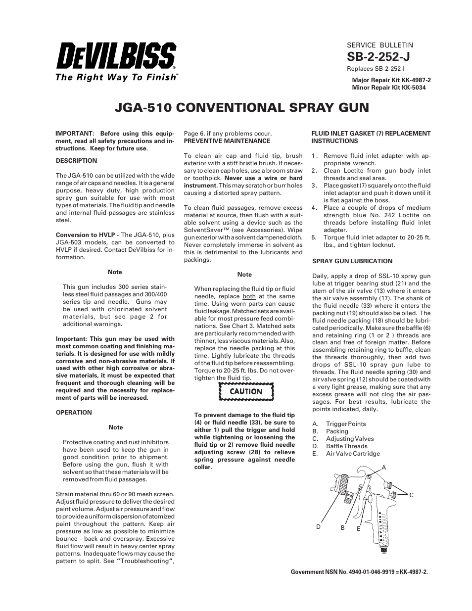DeVilbiss JGA-510 User Manual | 8 pages