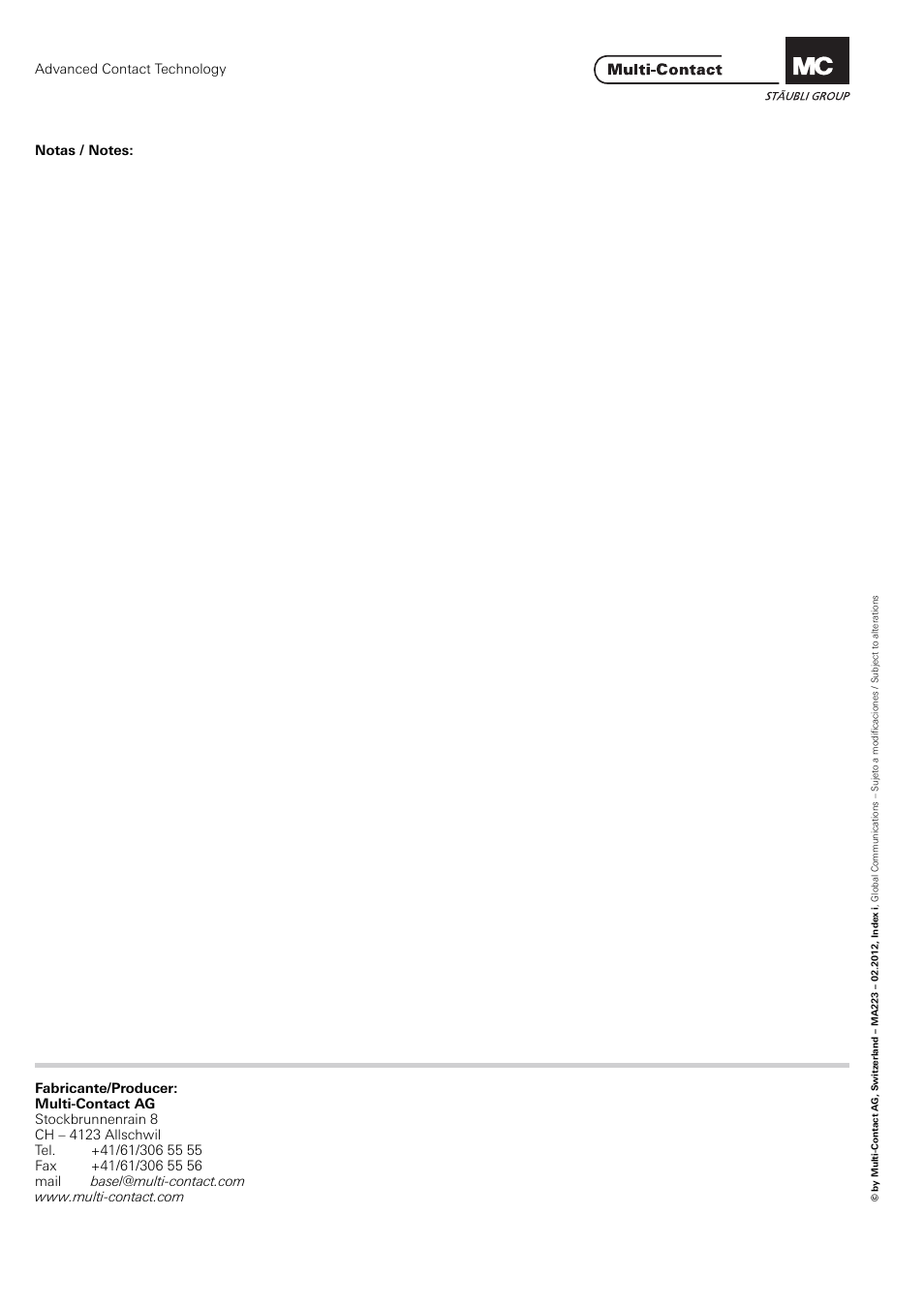 Multi-Contact MA223 User Manual | Page 8 / 8