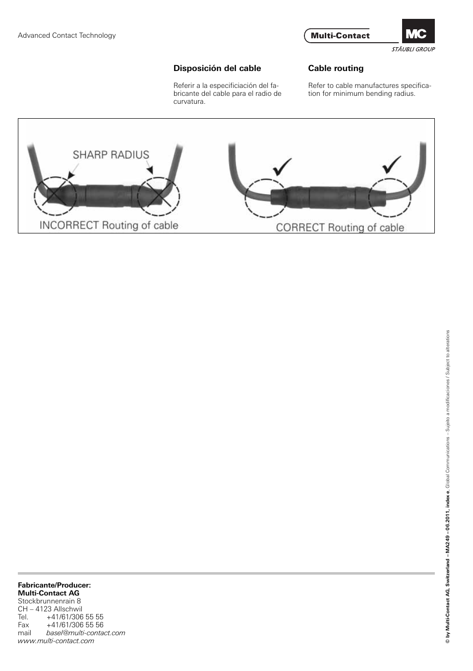 Disposición del cable cable routing | Multi-Contact MA249 User Manual | Page 4 / 4