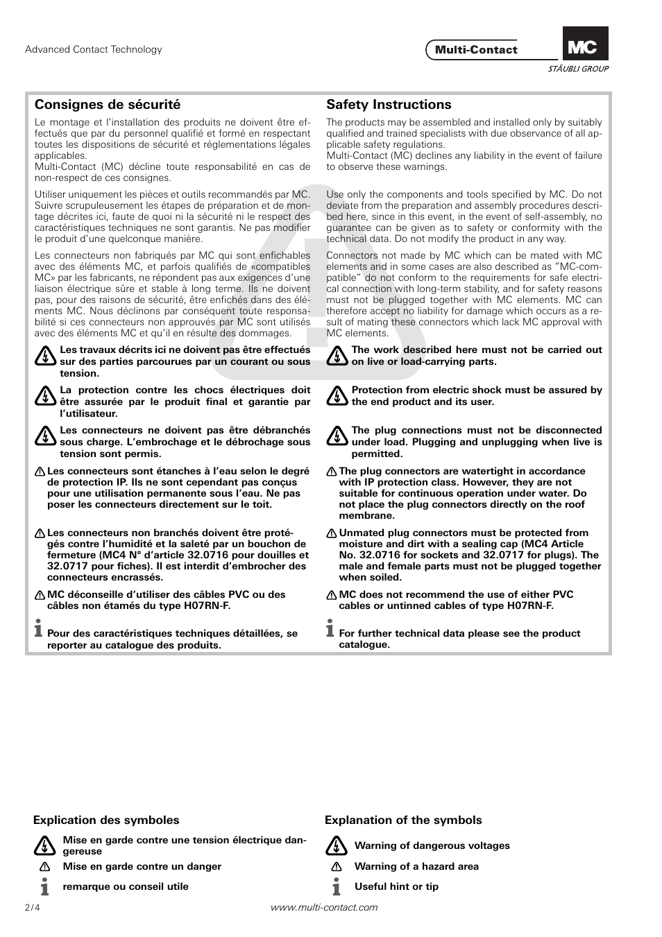 Multi-Contact MA250 User Manual | Page 2 / 4