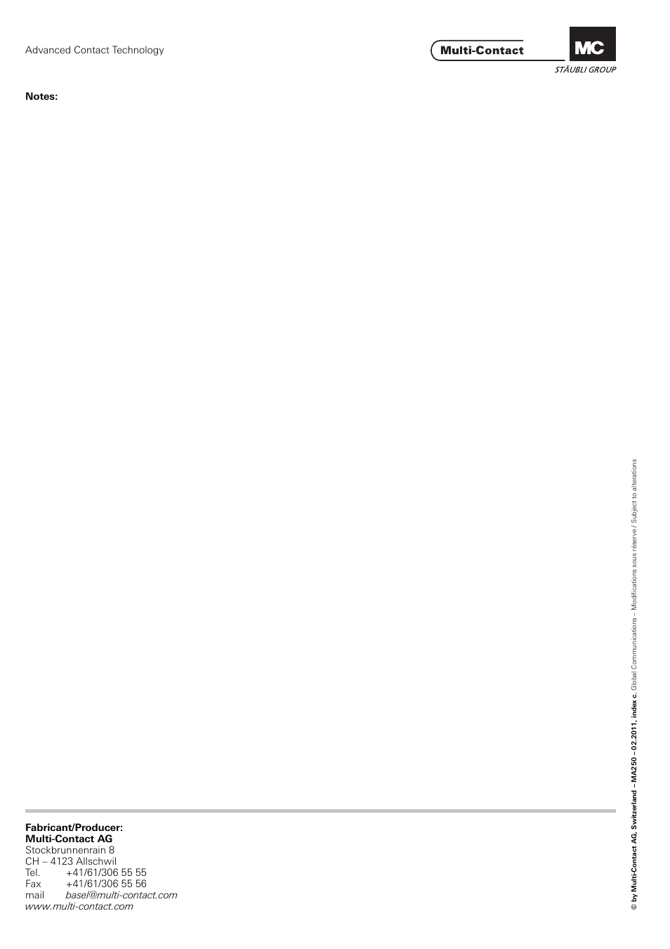 Multi-Contact MA250 User Manual | Page 4 / 4