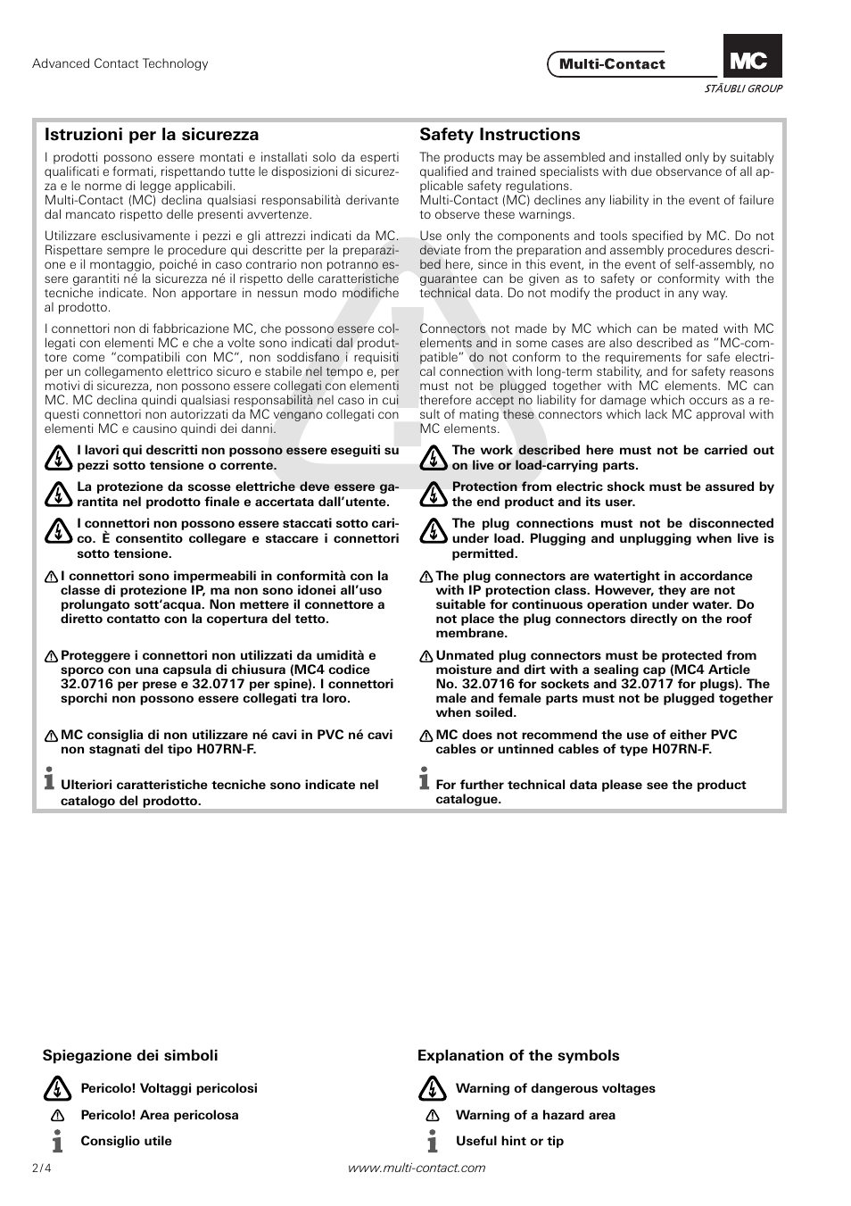 Multi-Contact MA250 User Manual | Page 2 / 4