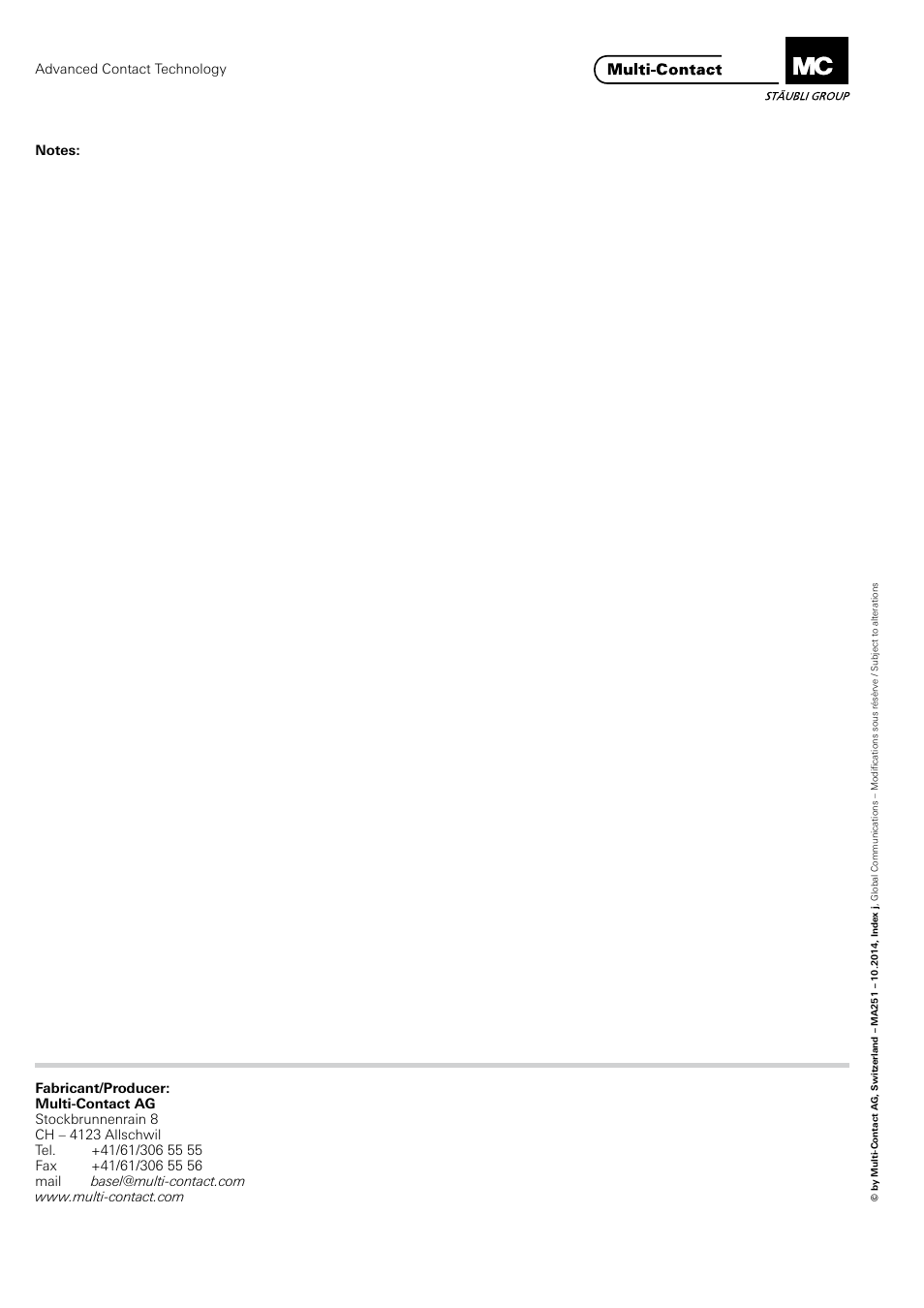 Multi-Contact MA251 User Manual | Page 12 / 12