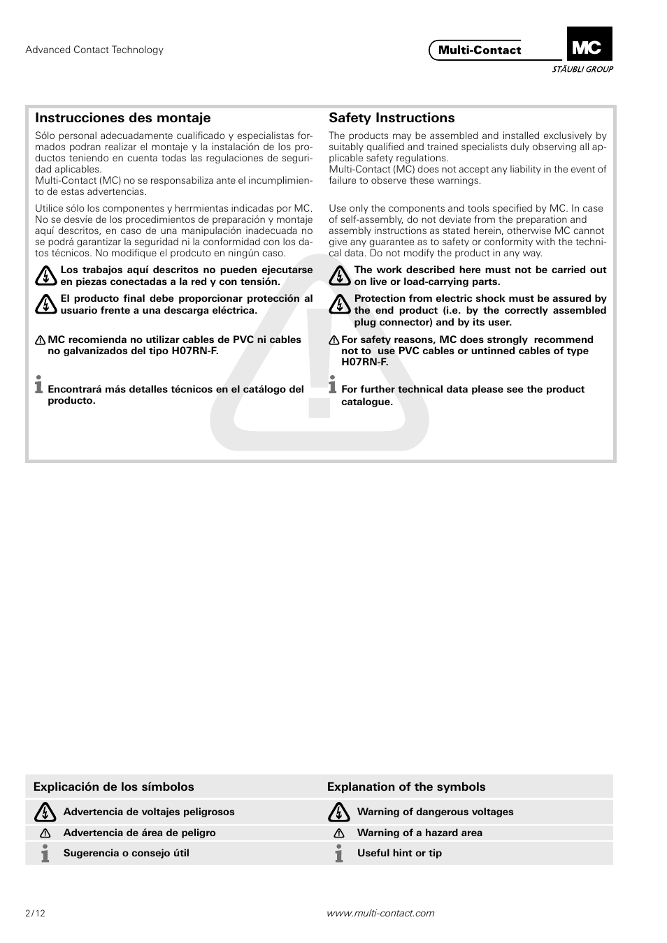 Multi-Contact MA251 User Manual | Page 2 / 12