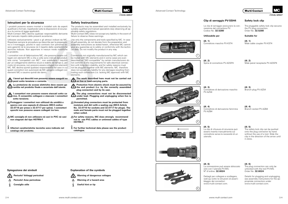 Istruzioni per la sicurezza safety instructions | Multi-Contact MA252 User Manual | Page 2 / 3