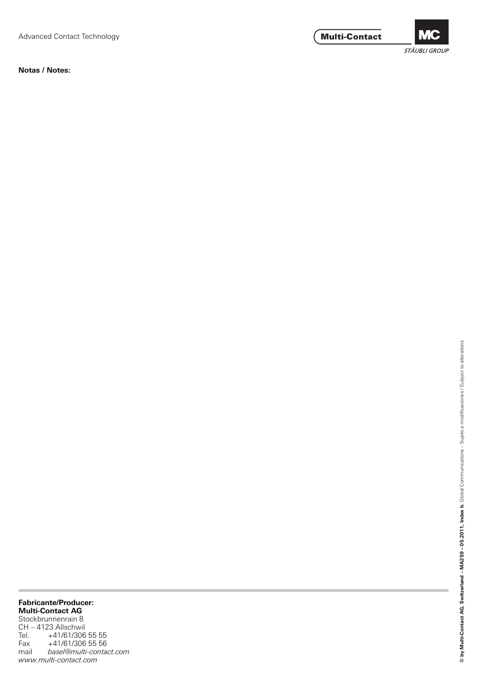 Multi-Contact MA259 User Manual | Page 8 / 8