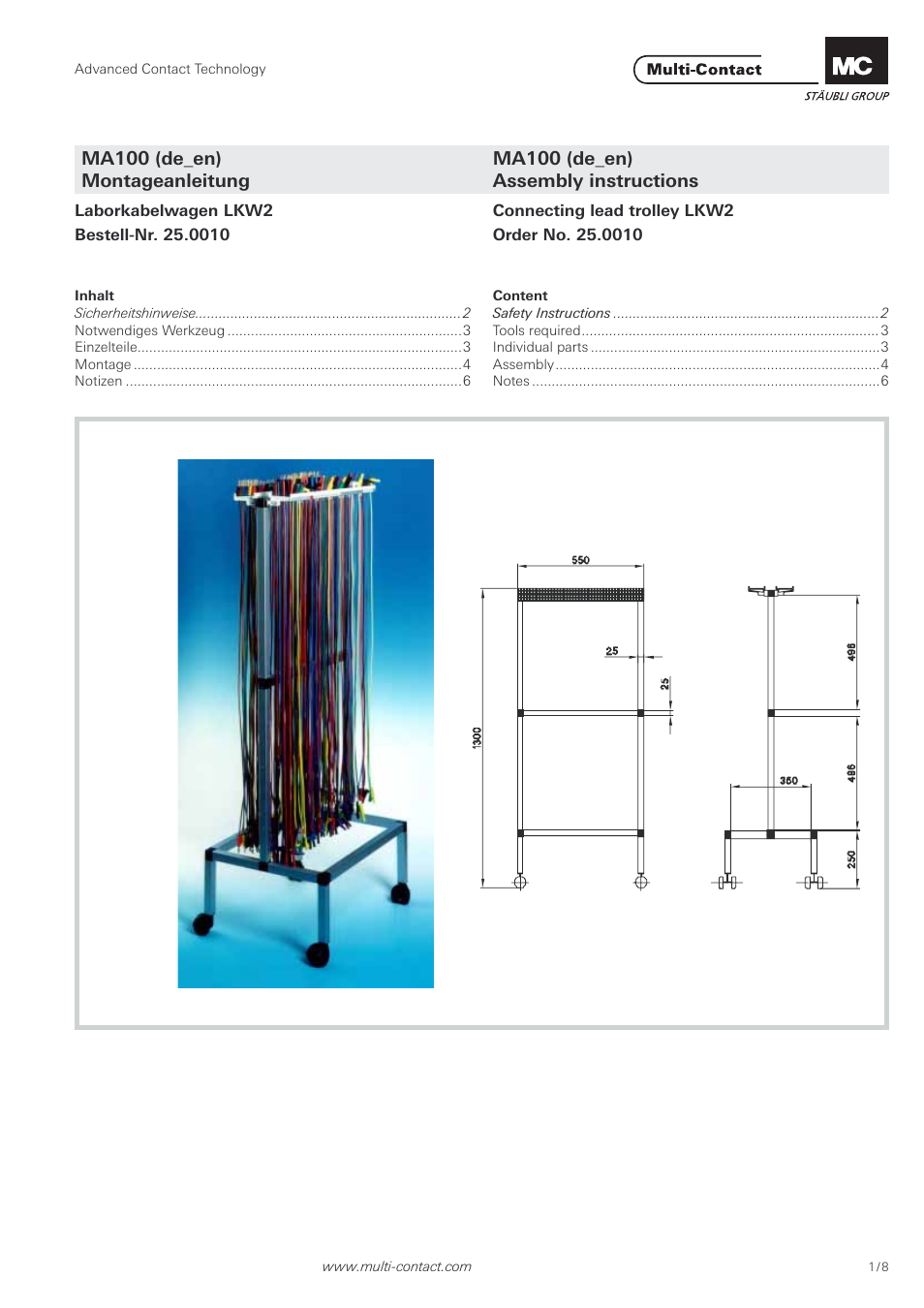 Multi-Contact MA100 User Manual | 8 pages