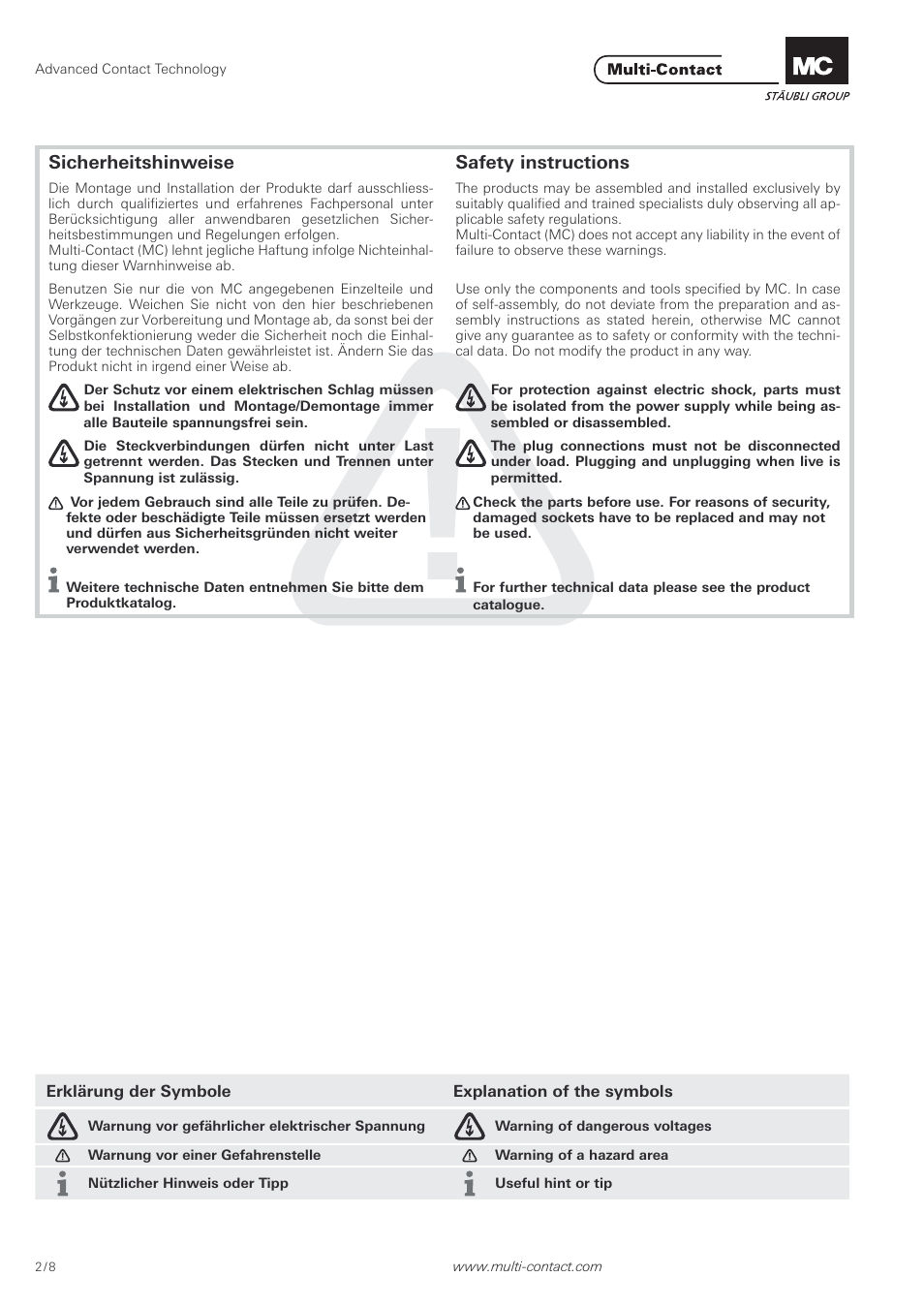 Multi-Contact MA100 User Manual | Page 2 / 8