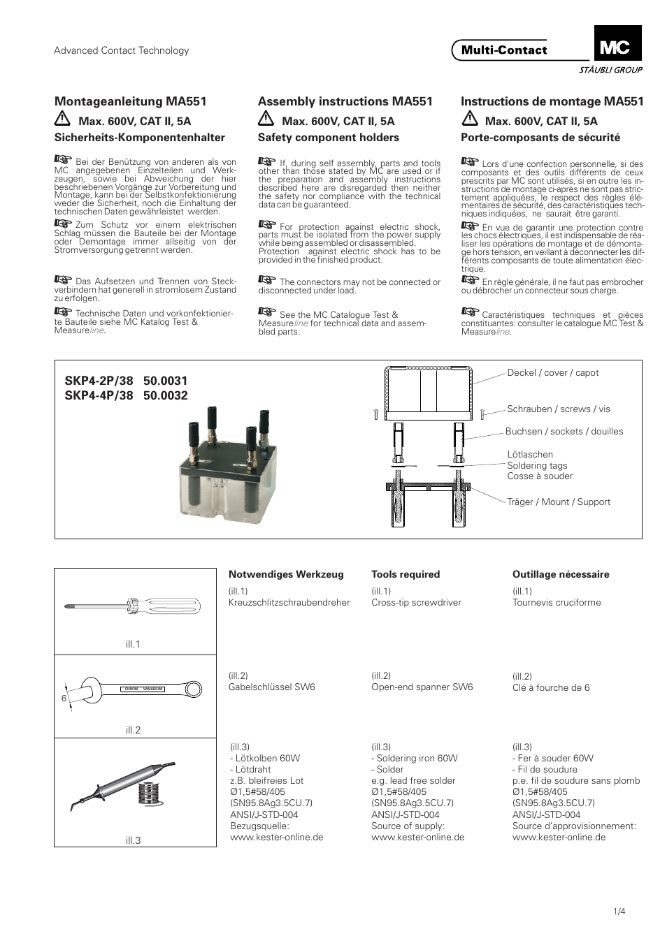 Multi-Contact MA551 User Manual | 4 pages