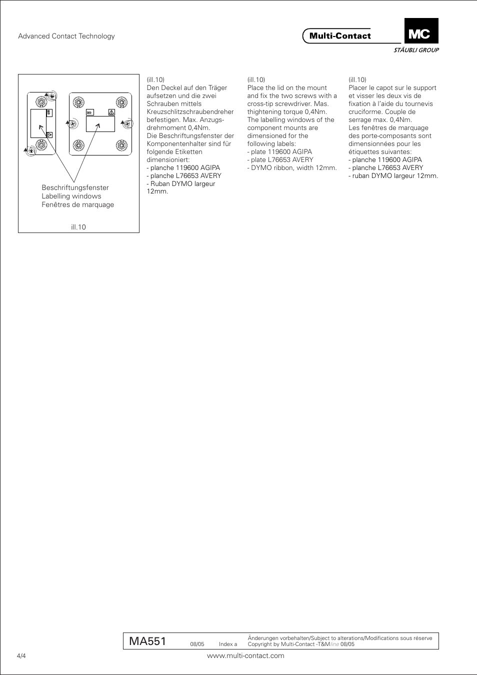 Ma551 | Multi-Contact MA551 User Manual | Page 4 / 4