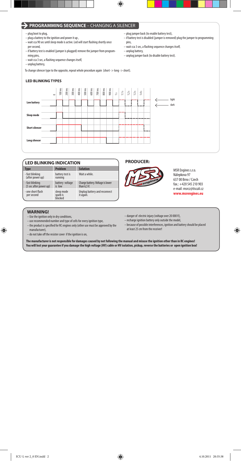 Warning, Led blinking indication | MVVS 26 IFS User Manual | Page 2 / 2