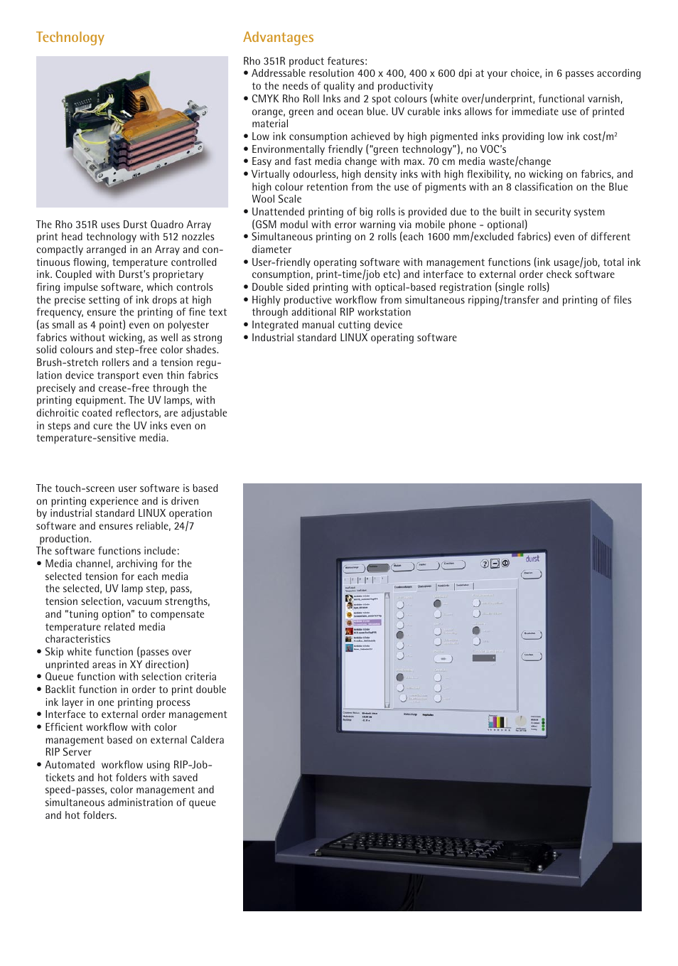 Technology advantages | Durst Rho 351R User Manual | Page 2 / 4