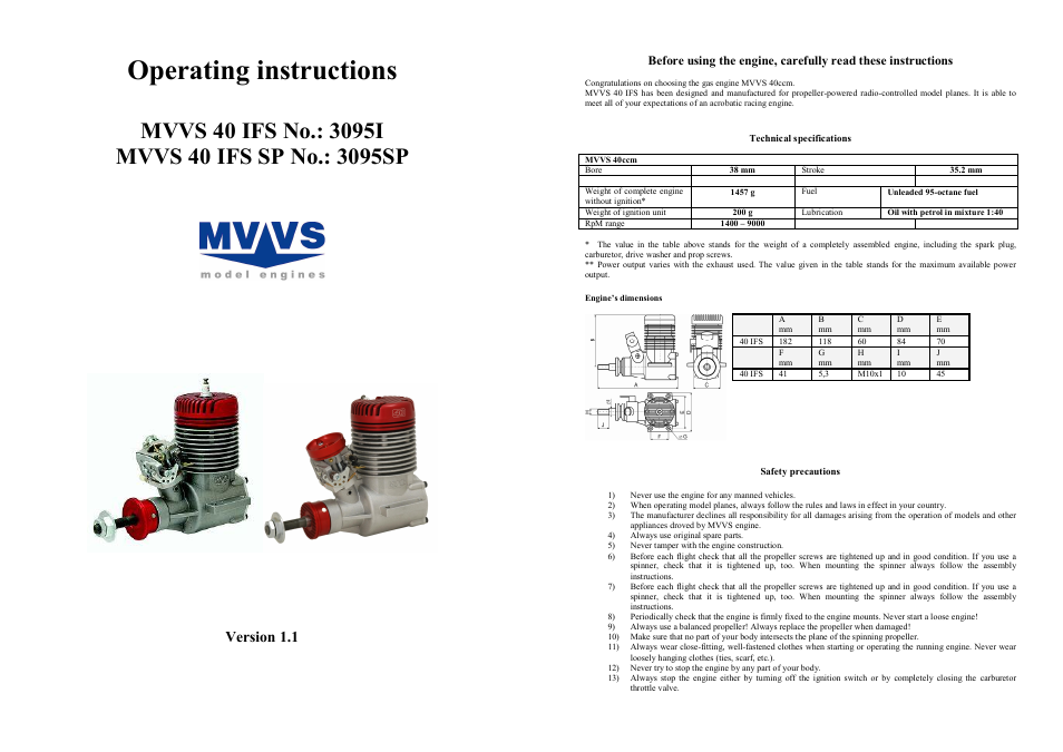 MVVS 40 IFS User Manual | 4 pages