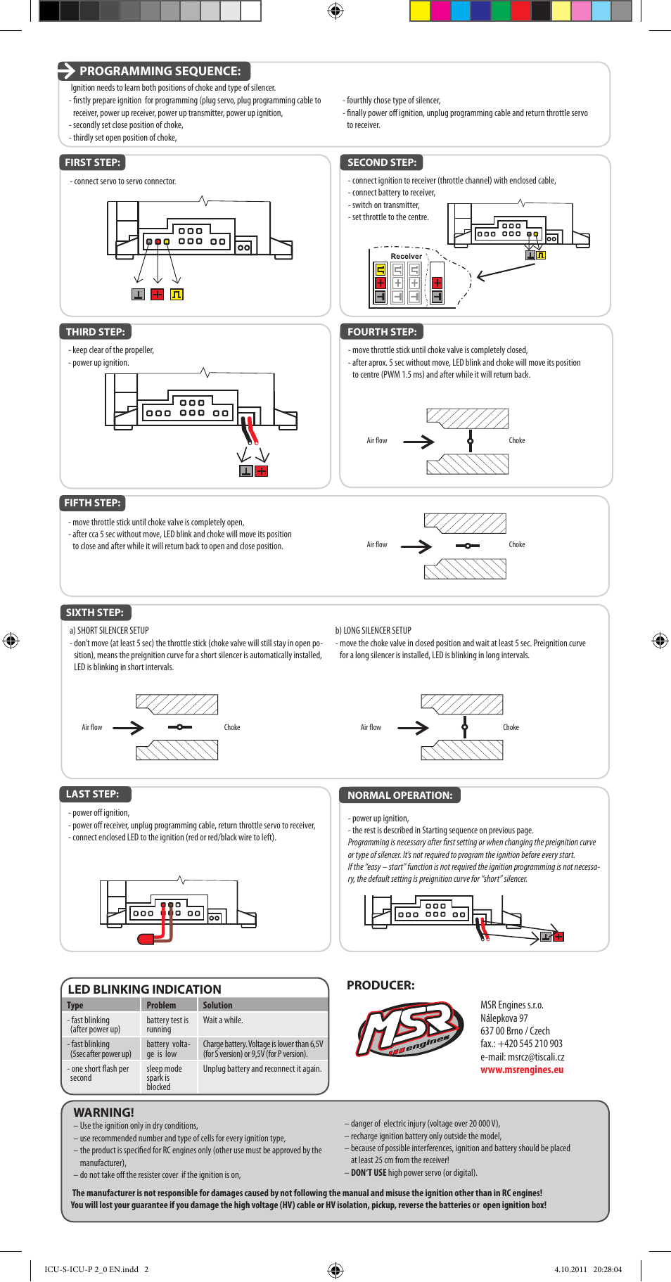 Warning, Programming sequence, Producer | Led blinking indication | MVVS 45 IFS User Manual | Page 2 / 2