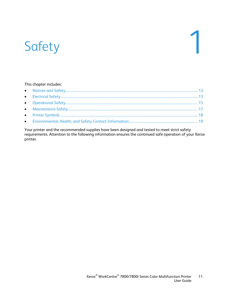 Safety | Xerox WorkCentre 7835ii User Manual | Page 11 / 336