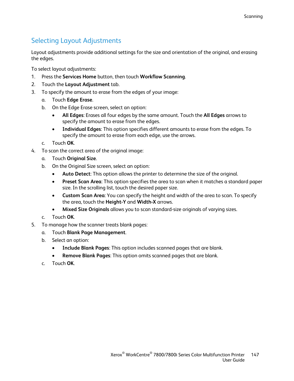 Selecting layout adjustments | Xerox WorkCentre 7835ii User Manual | Page 147 / 336