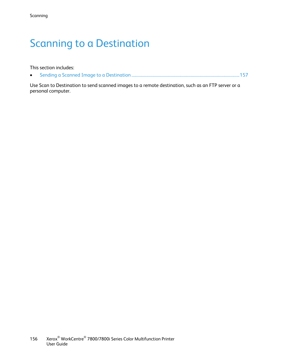 Scanning to a destination | Xerox WorkCentre 7835ii User Manual | Page 156 / 336