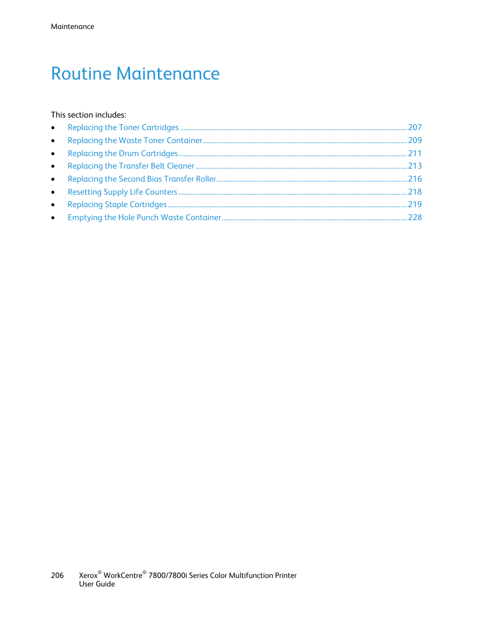 Routine maintenance | Xerox WorkCentre 7835ii User Manual | Page 206 / 336