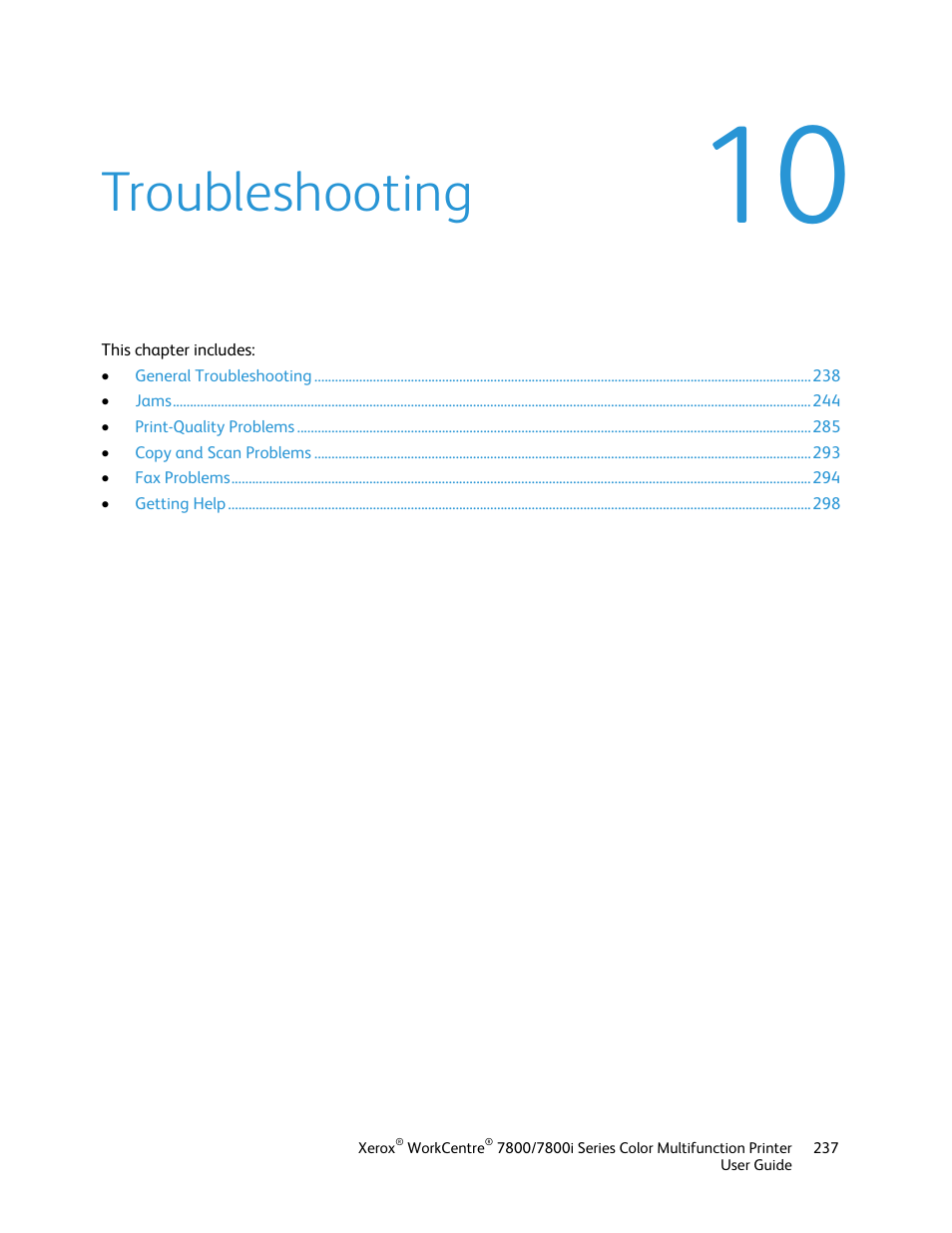 Troubleshooting | Xerox WorkCentre 7835ii User Manual | Page 237 / 336