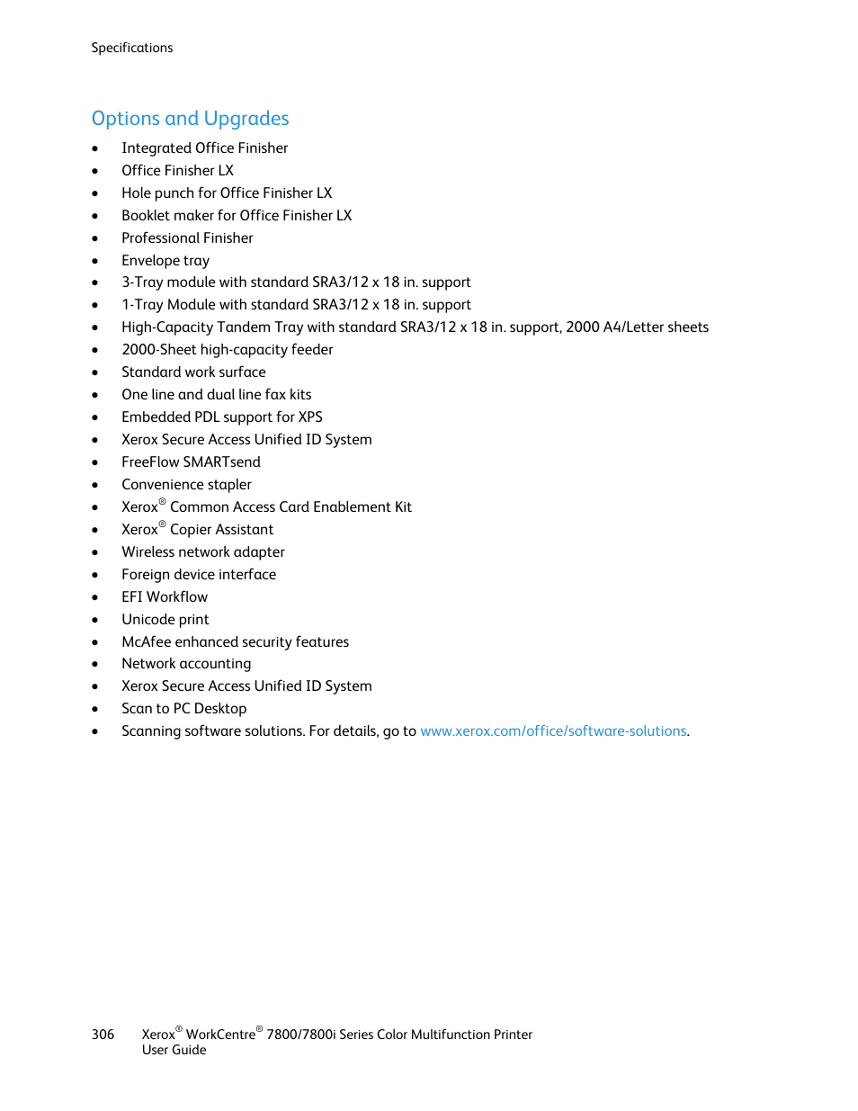 Options and upgrades | Xerox WorkCentre 7835ii User Manual | Page 306 / 336