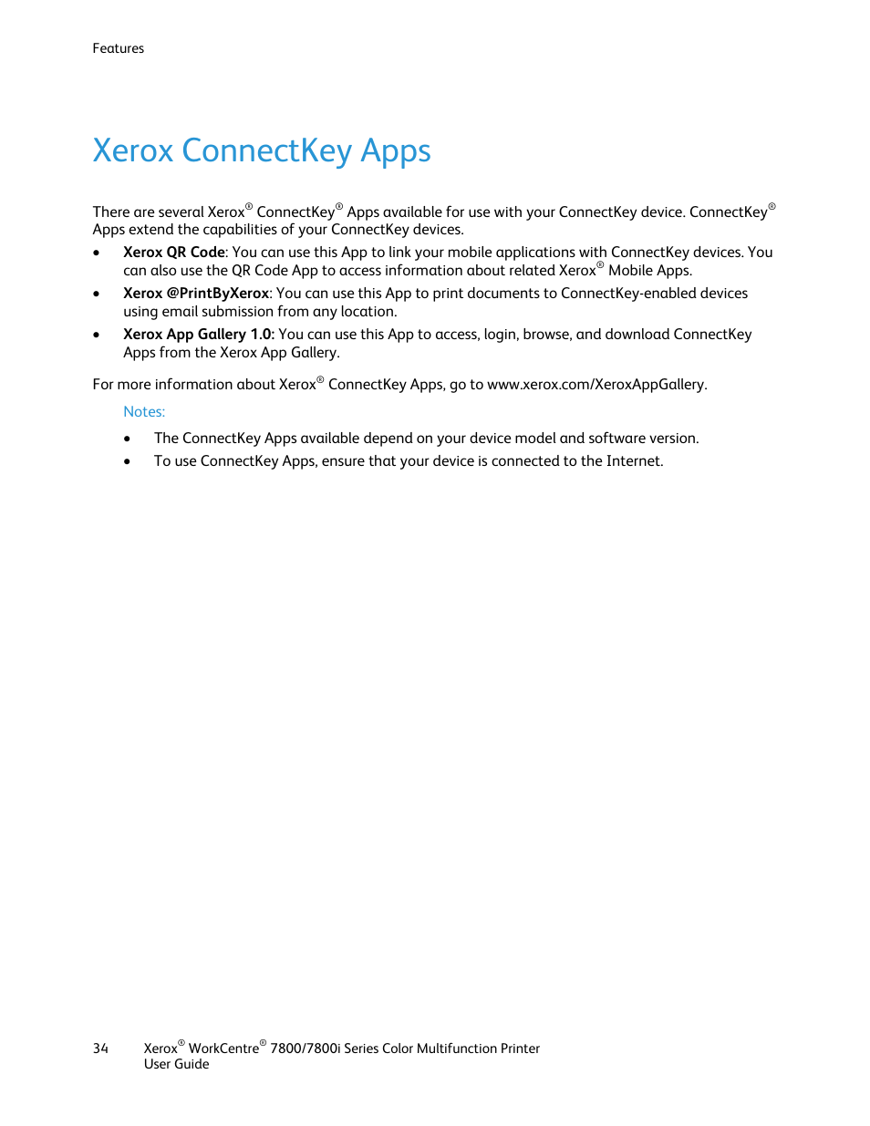 Xerox connectkey apps | Xerox WorkCentre 7835ii User Manual | Page 34 / 336