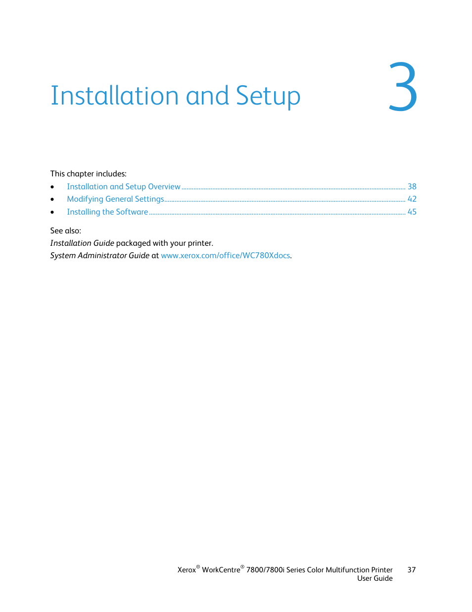 Installation and setup | Xerox WorkCentre 7835ii User Manual | Page 37 / 336