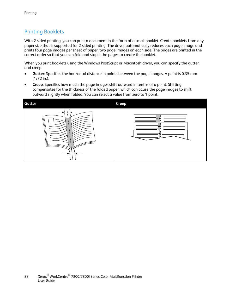 Printing booklets | Xerox WorkCentre 7835ii User Manual | Page 88 / 336
