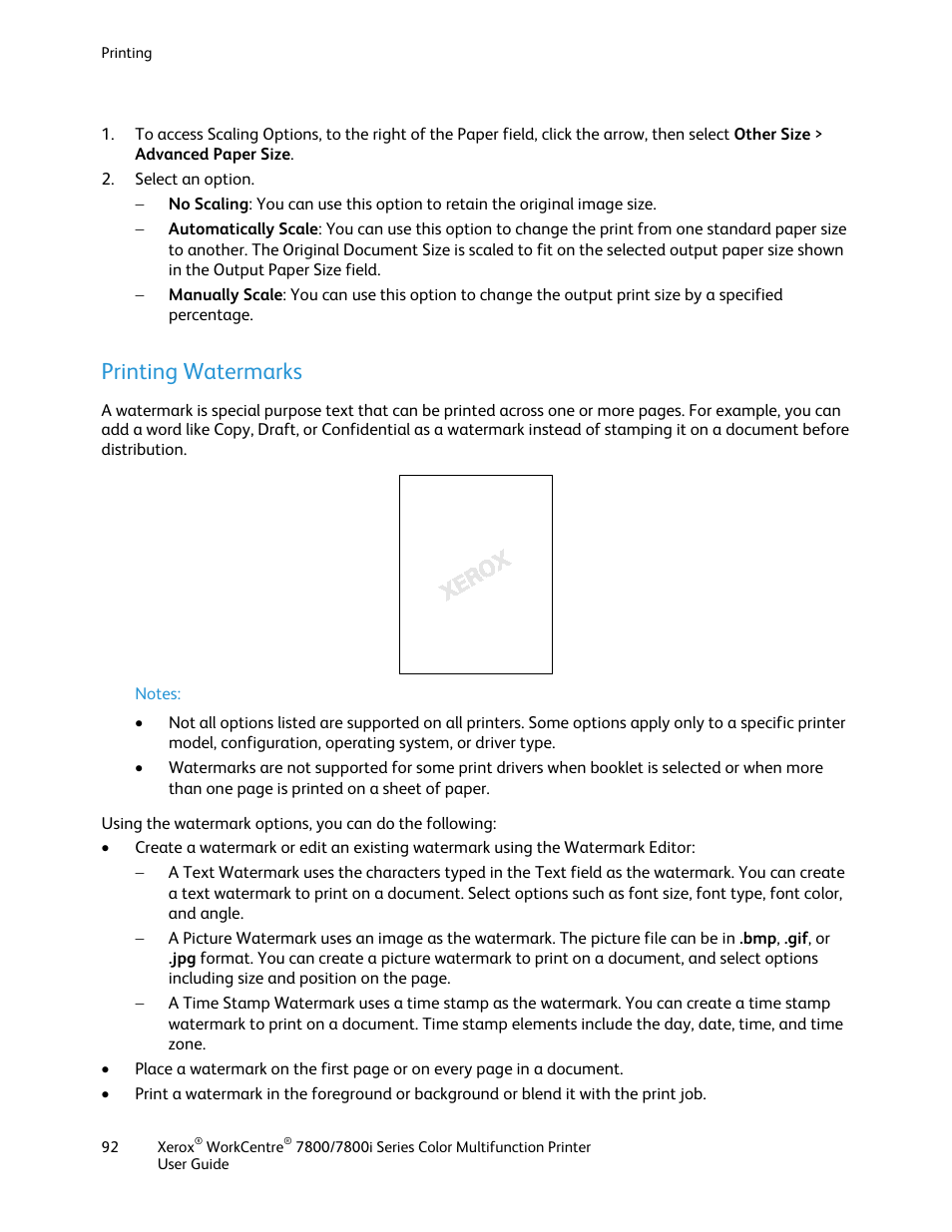 Printing watermarks | Xerox WorkCentre 7835ii User Manual | Page 92 / 336