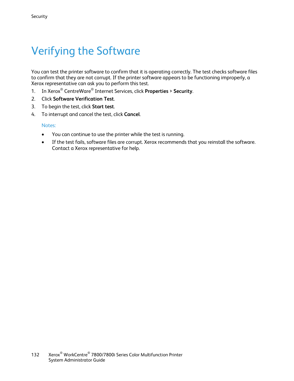 Verifying the software | Xerox WorkCentre 7835ii User Manual | Page 132 / 284