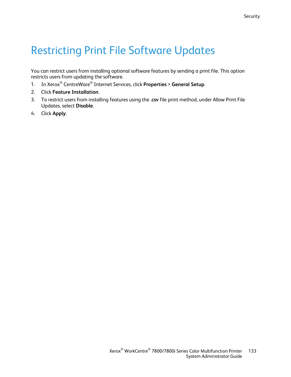 Restricting print file software updates | Xerox WorkCentre 7835ii User Manual | Page 133 / 284