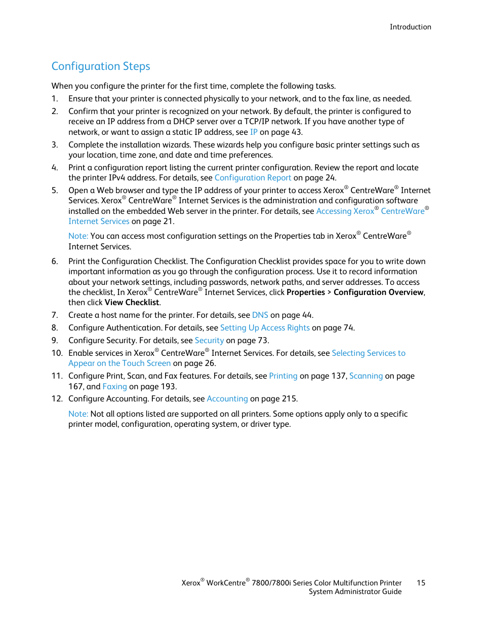 Configuration steps | Xerox WorkCentre 7835ii User Manual | Page 15 / 284