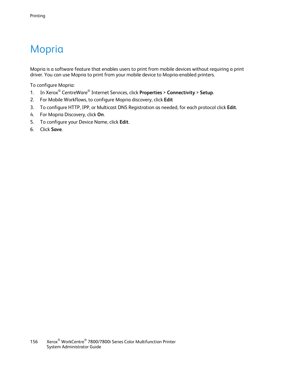 Mopria | Xerox WorkCentre 7835ii User Manual | Page 156 / 284