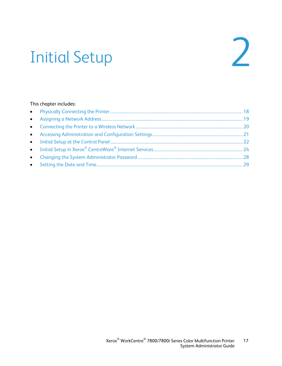 Initial setup | Xerox WorkCentre 7835ii User Manual | Page 17 / 284