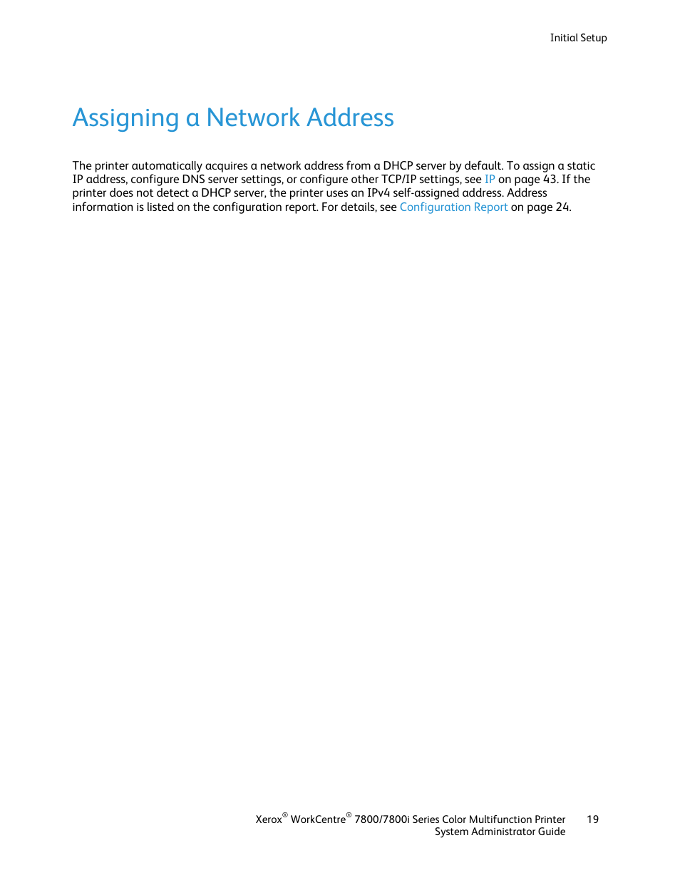 Assigning a network address | Xerox WorkCentre 7835ii User Manual | Page 19 / 284