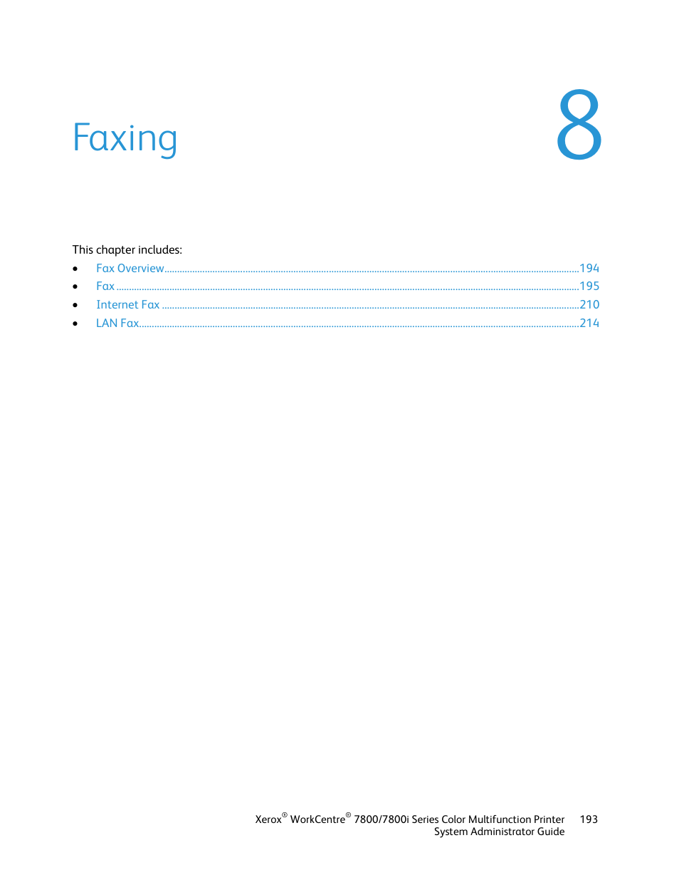 Faxing | Xerox WorkCentre 7835ii User Manual | Page 193 / 284
