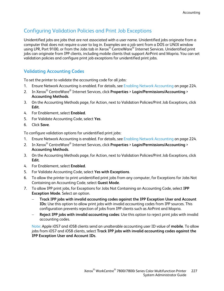 Validating accounting codes | Xerox WorkCentre 7835ii User Manual | Page 227 / 284