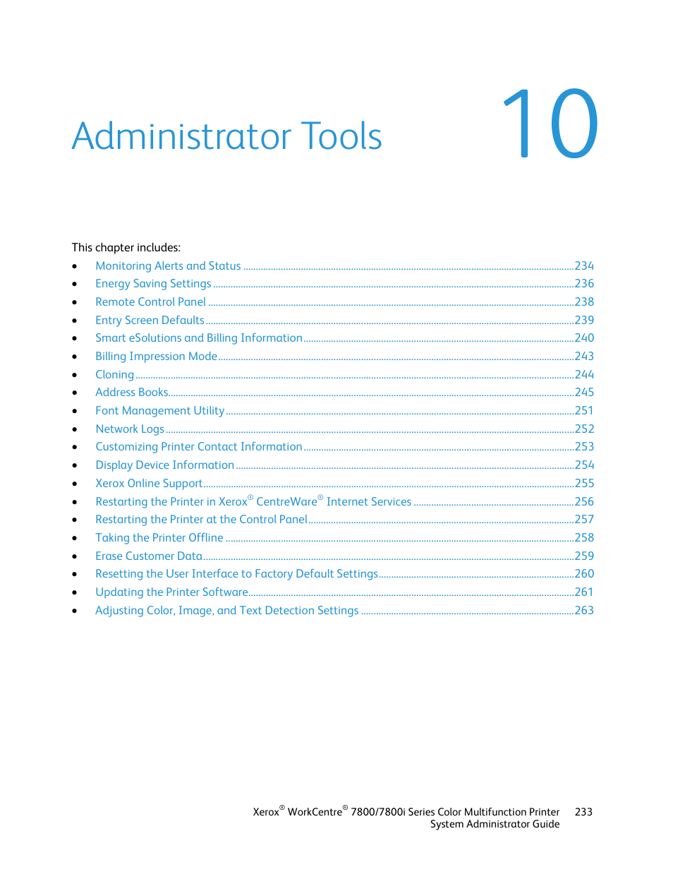 Administrator tools | Xerox WorkCentre 7835ii User Manual | Page 233 / 284