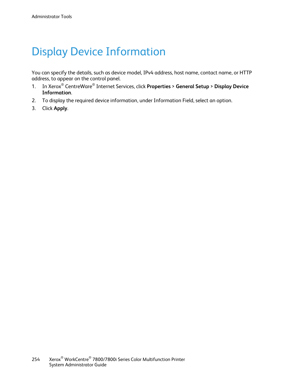 Display device information | Xerox WorkCentre 7835ii User Manual | Page 254 / 284