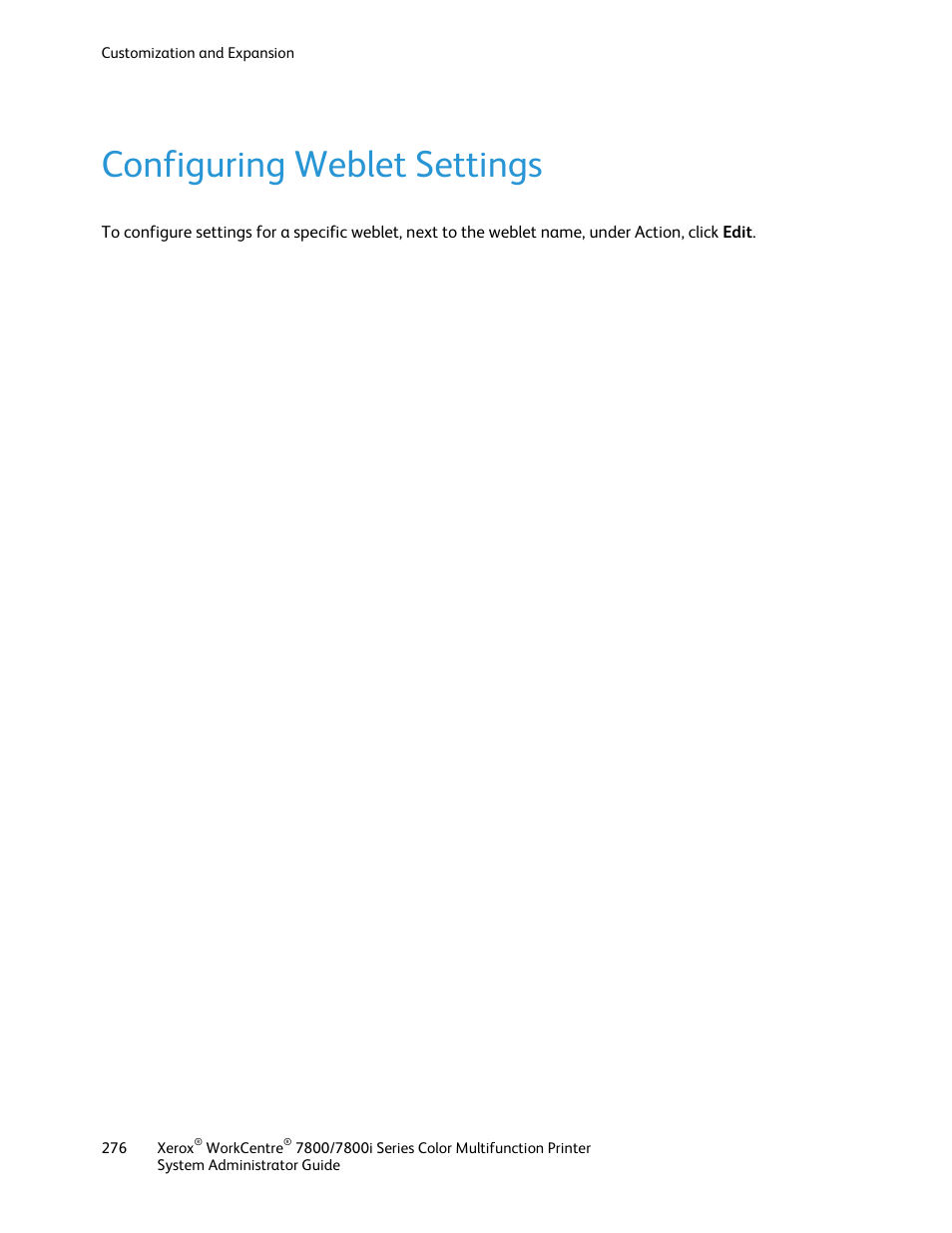 Configuring weblet settings | Xerox WorkCentre 7835ii User Manual | Page 276 / 284