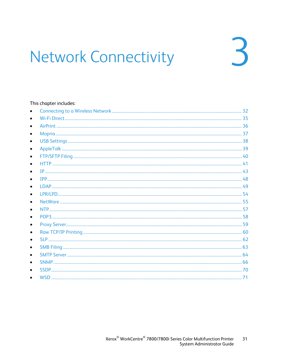 Network connectivity | Xerox WorkCentre 7835ii User Manual | Page 31 / 284