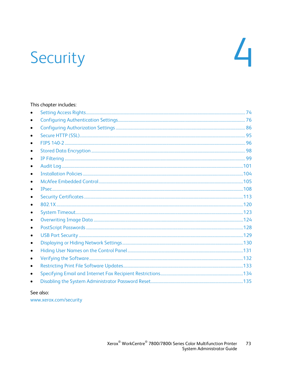 Security | Xerox WorkCentre 7835ii User Manual | Page 73 / 284