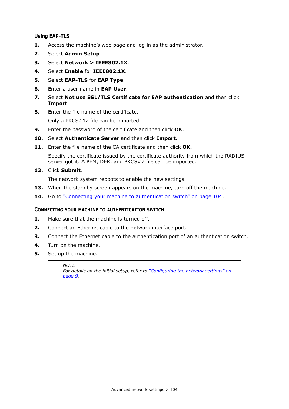 Connecting your machine to authentication switch | Oki MC363dn User Manual | Page 104 / 112