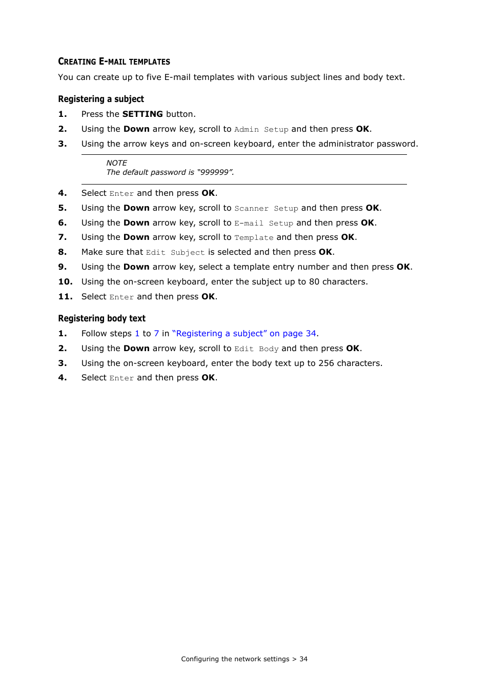 Creating e-mail templates | Oki MC363dn User Manual | Page 34 / 112