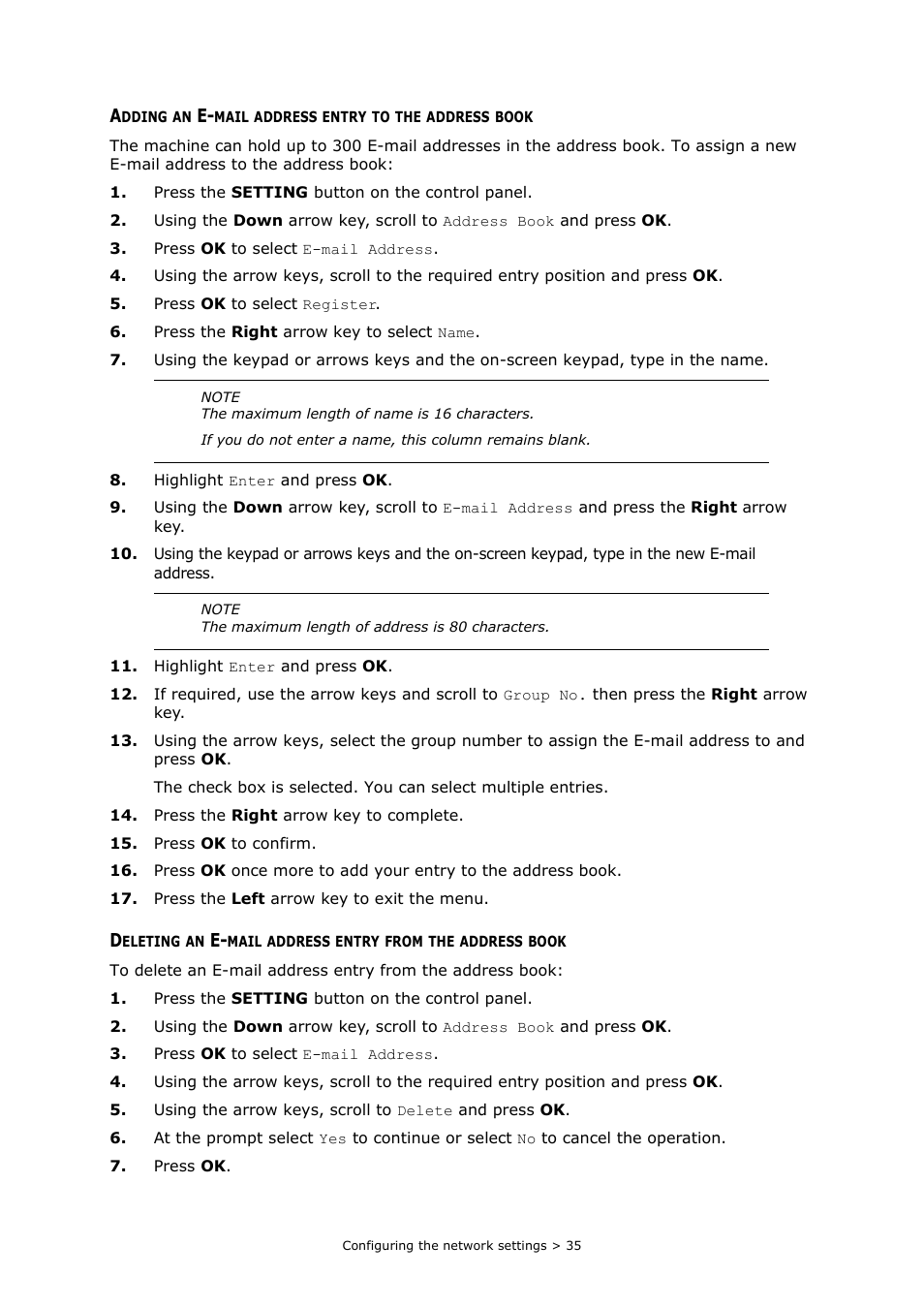 Adding an e-mail address entry to the address book | Oki MC363dn User Manual | Page 35 / 112