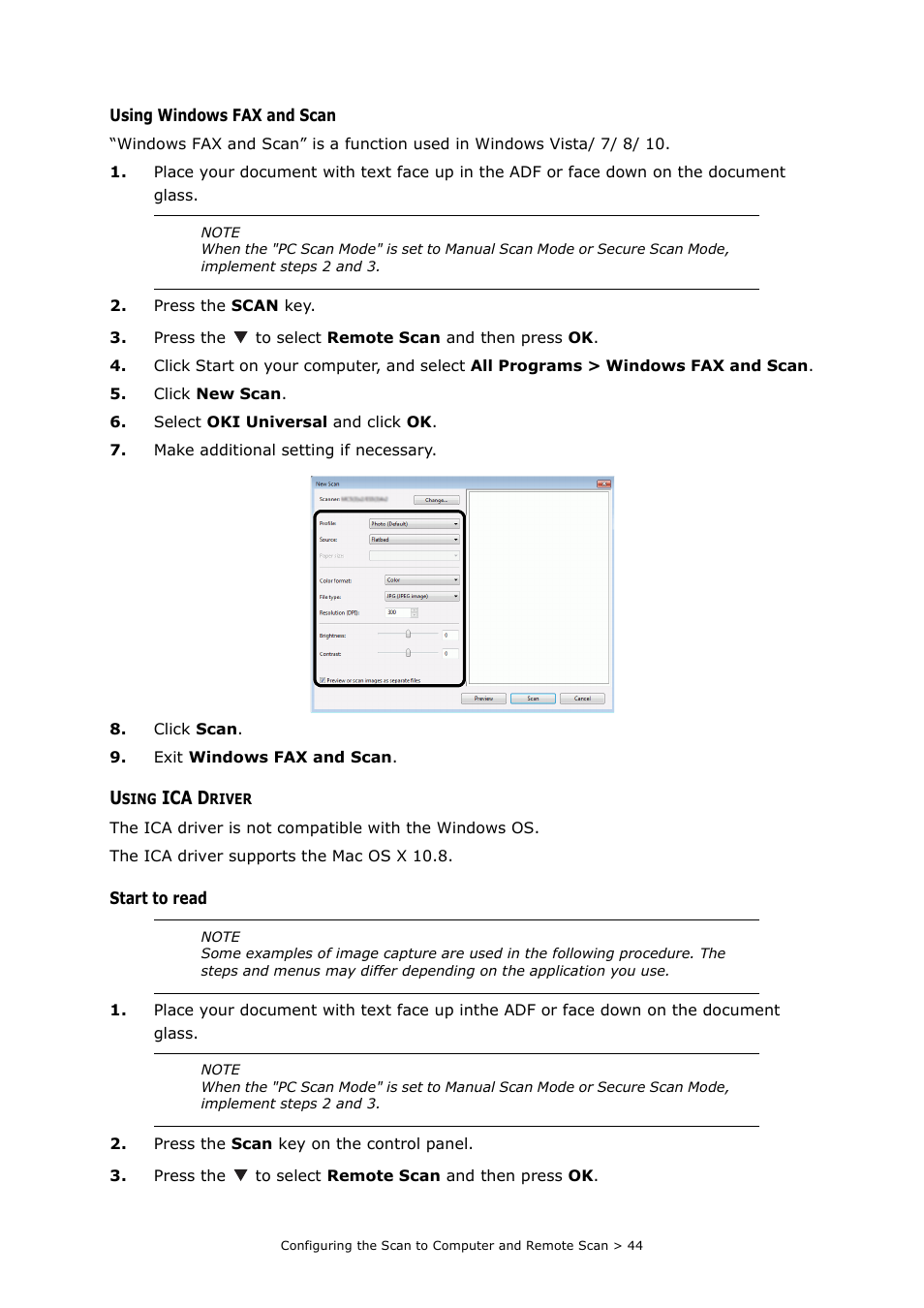 Using ica driver, Ica d | Oki MC363dn User Manual | Page 44 / 112