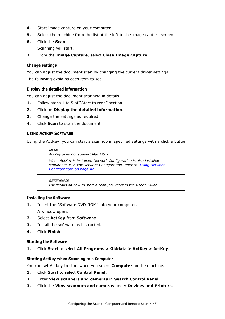 Using actkey software | Oki MC363dn User Manual | Page 45 / 112