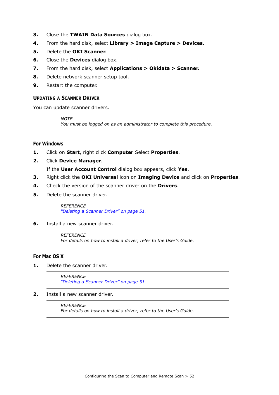 Updating a scanner driver | Oki MC363dn User Manual | Page 52 / 112