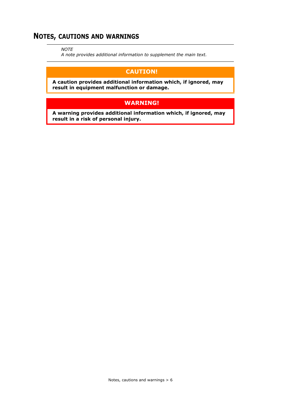 Notes, cautions and warnings | Oki MC363dn User Manual | Page 6 / 112